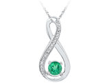 1/2 Carat (ctw) Lab-Created Emerald Infinity Pendant Necklace in Sterling Silver